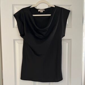 Astr Draped Neck Cap Sleeve Top - Black